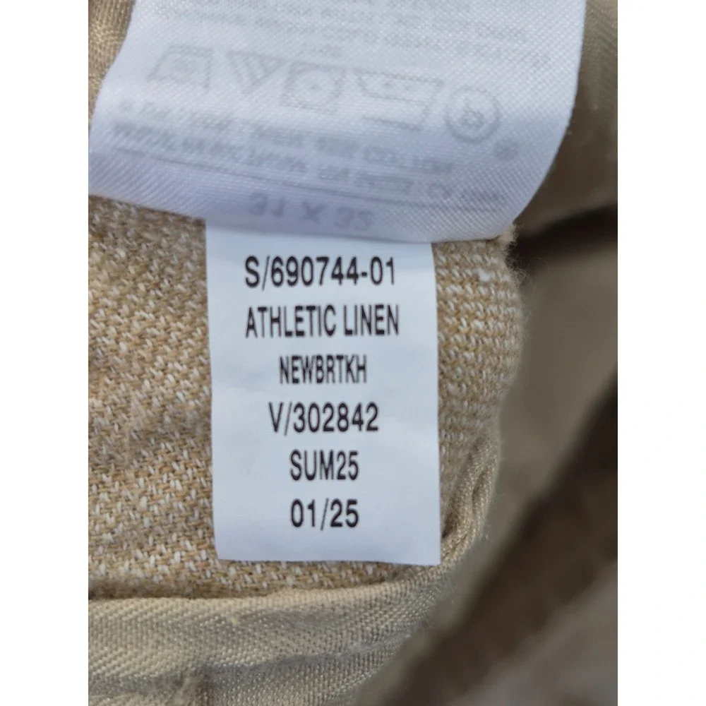 Banana Republic Athletic Linen Blend Pants Mens 31x32 Tan Drawstring Tapered Leg